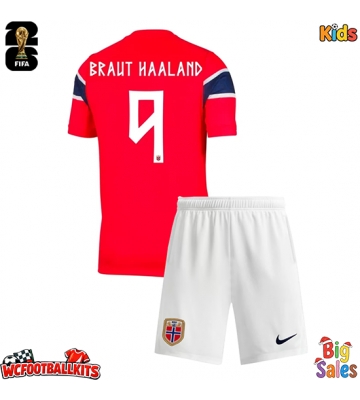 Norway Erling Haaland #9 Replica Home Stadium Kit for Kids World Cup 2026 Short Sleeve (+ pants)